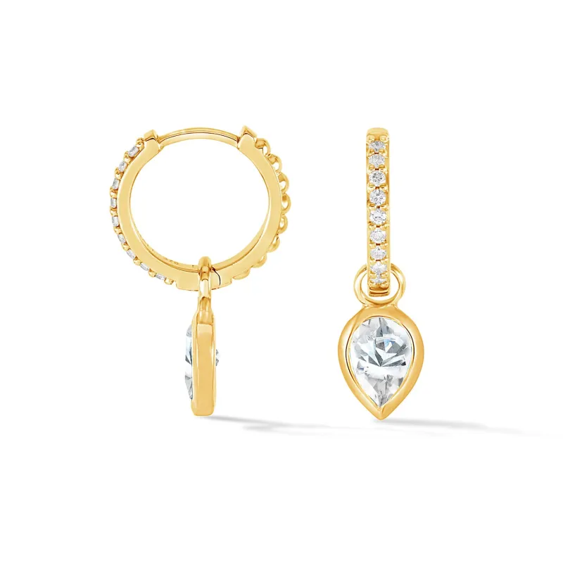 9k Diamond Stargazer Hoops with Diamond Tear Drops sold by Dower & Hall