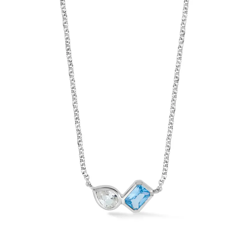 Blue & White Topaz Duo Tutti Frutti Necklace sold by Dower & Hall