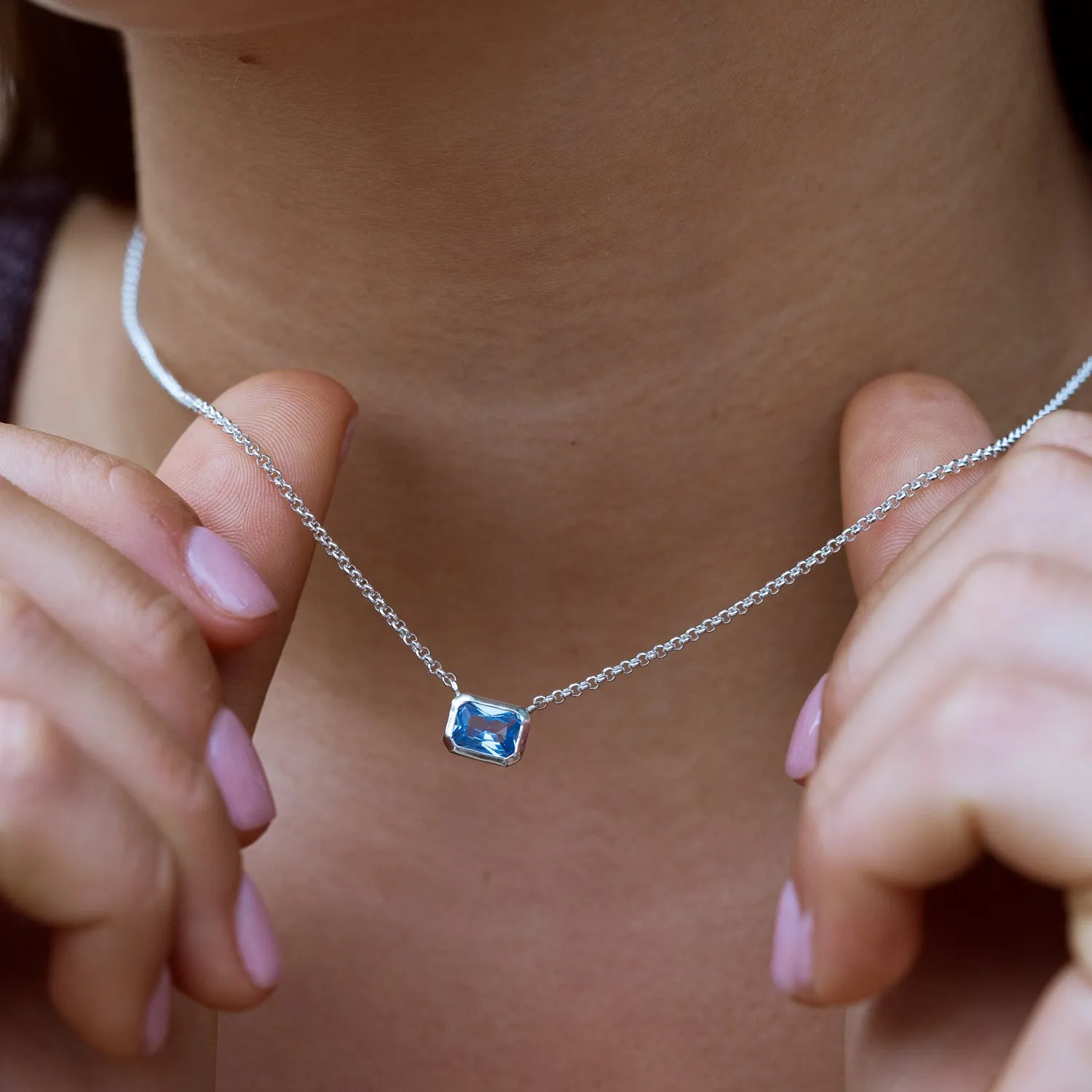 Octagon Blue Topaz Tutti Frutti Necklace sold by Dower & Hall product image thumbnail 2