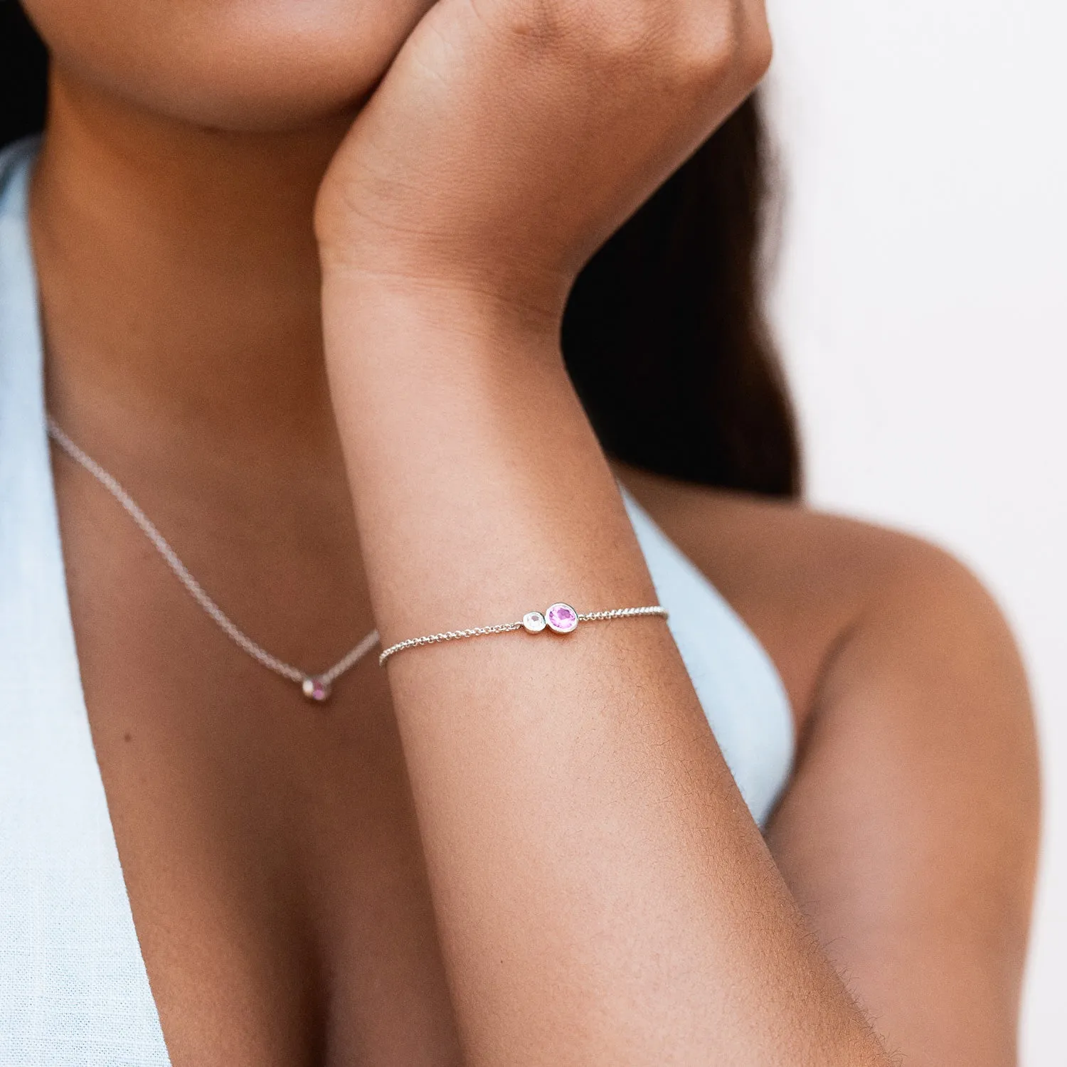 'Rose' Tutti Frutti Duo Chain Bracelet sold by Dower & Hall product image thumbnail 2