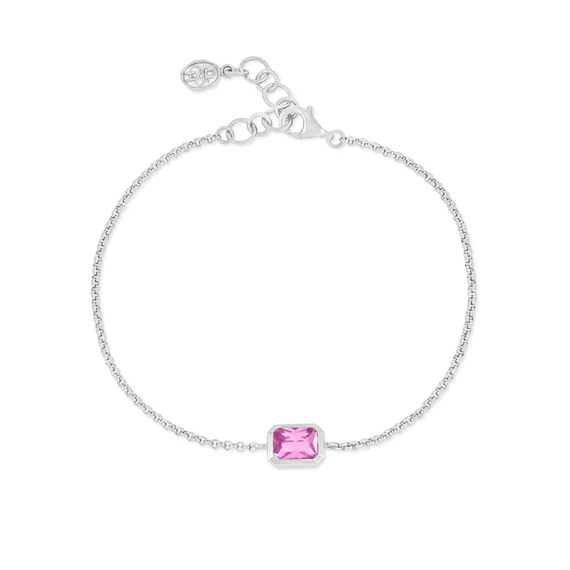 Pink Quartz Octagon Chain Bracelet sold by Dower & Hall