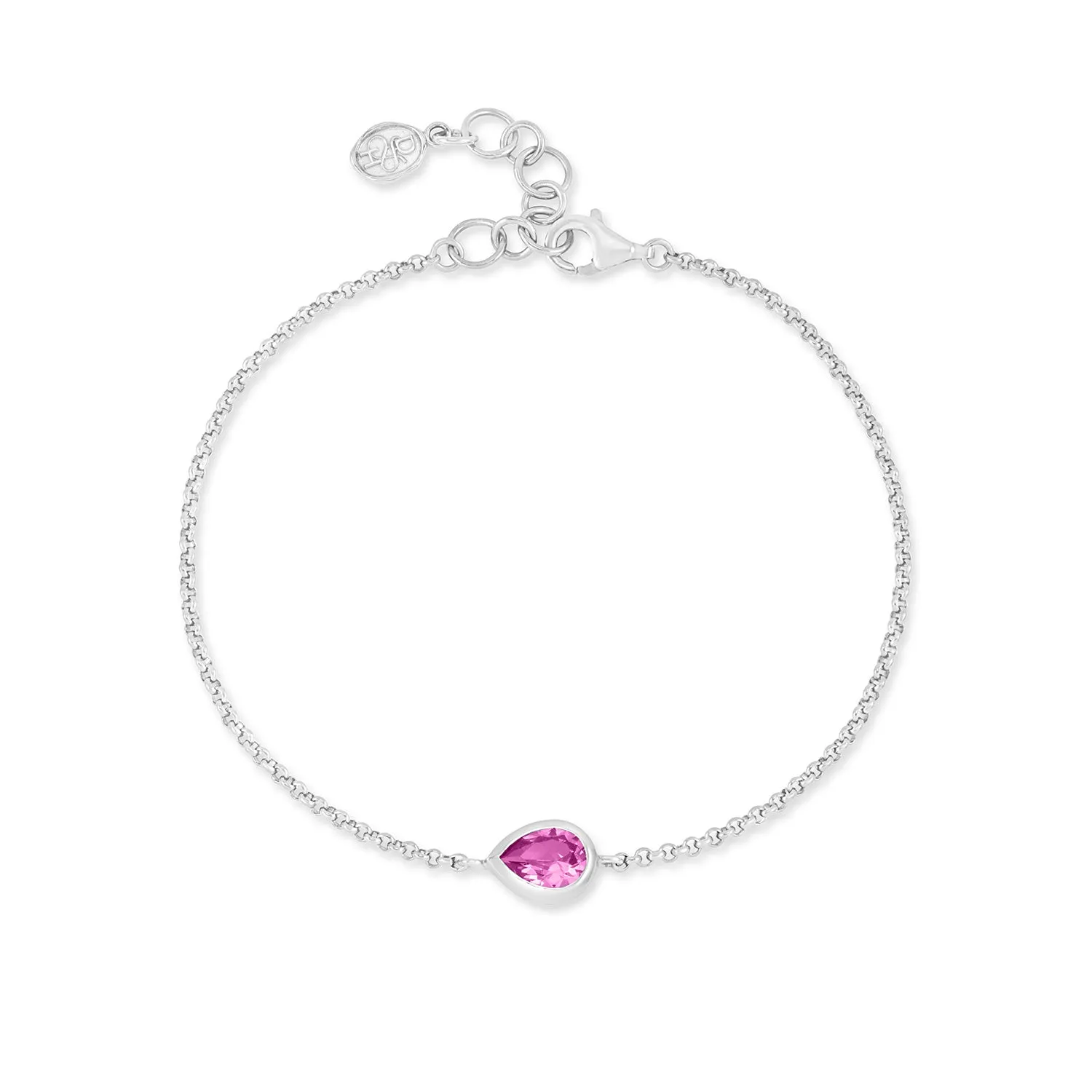 Pink Quartz Pear Chain Bracelet sold by Dower & Hall