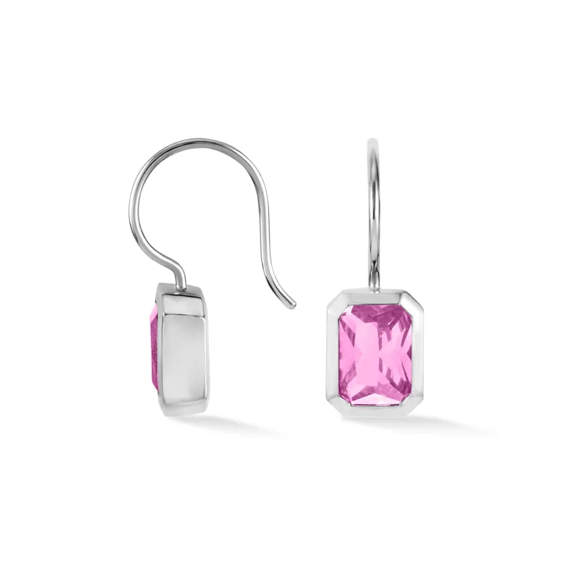 Octagon Pink Quartz Earrings sold by Dower & Hall
