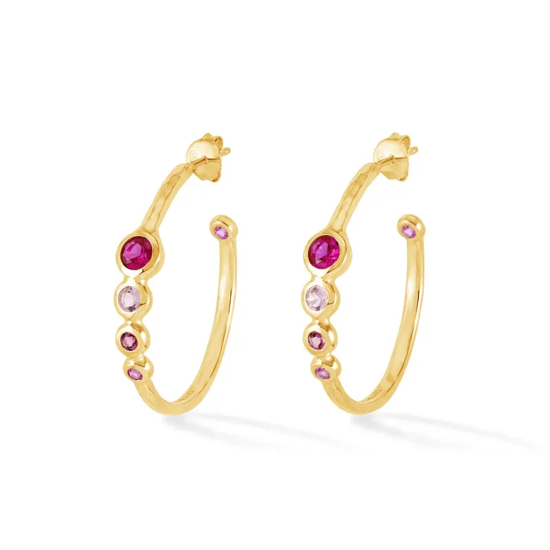 'Pinks' Tutti Frutti Hoop Earrings sold by Dower & Hall