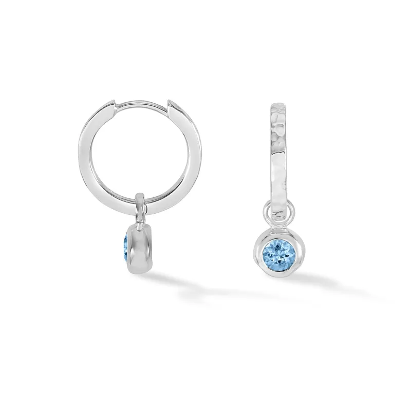 Blue Topaz Hammered Huggie Hoops sold by Dower & Hall