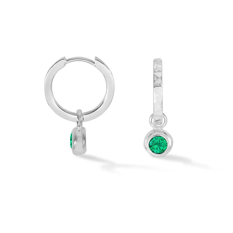 Green Garnet Hammered Huggie Hoops sold by Dower & Hall