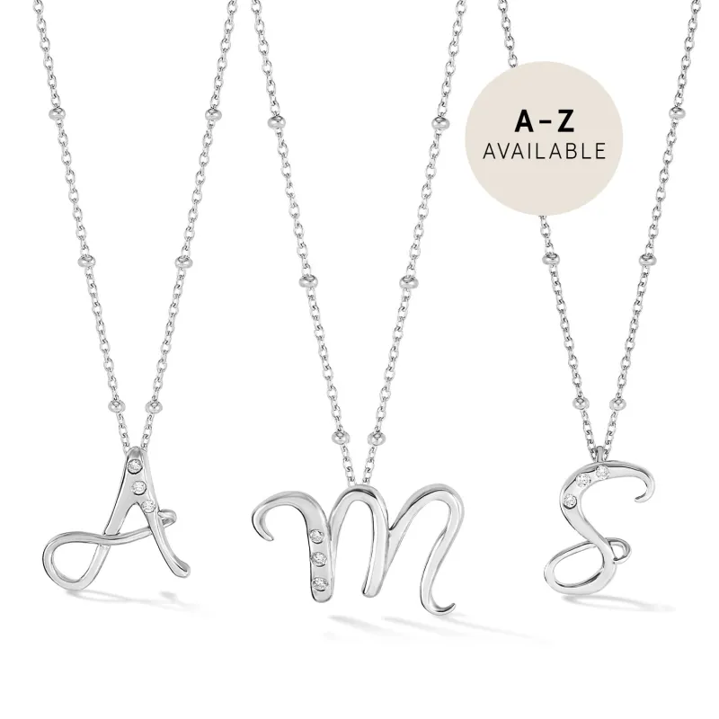 Silver & Diamond Letter Pendants sold by Dower & Hall