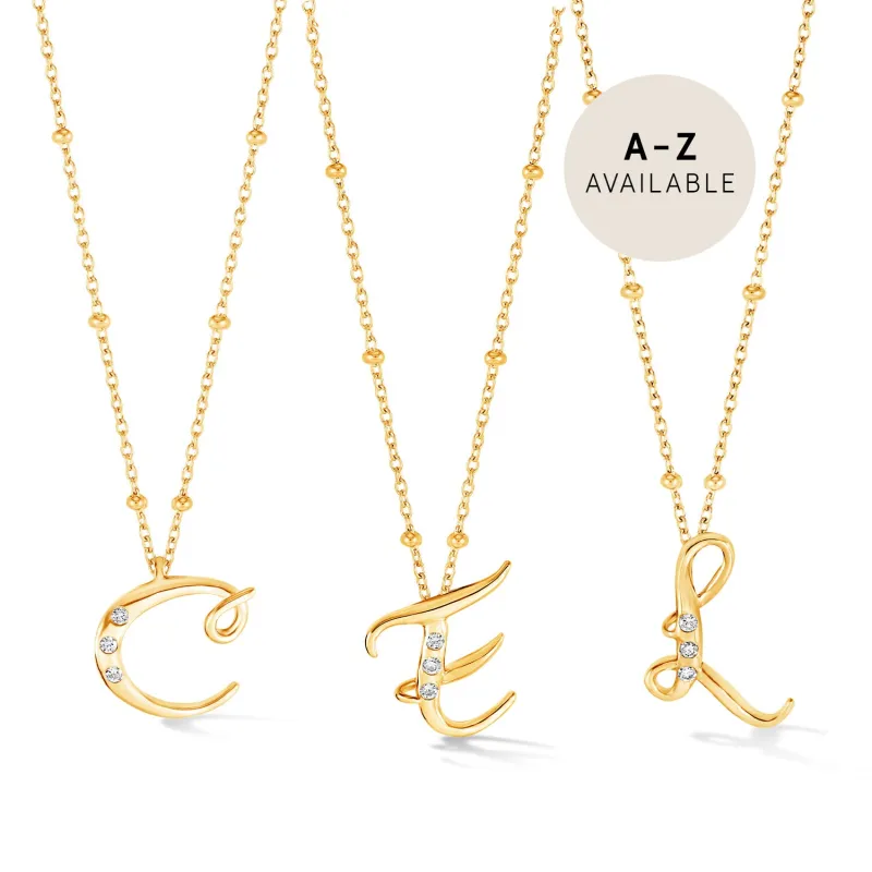 Gold Vermeil & Diamond Letter Pendants sold by Dower & Hall