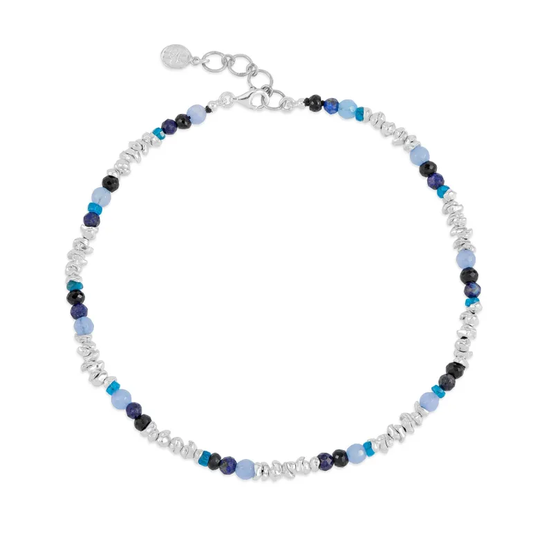 Men's Gemstones Jagged Silver Nugget Anklet sold by Dower & Hall