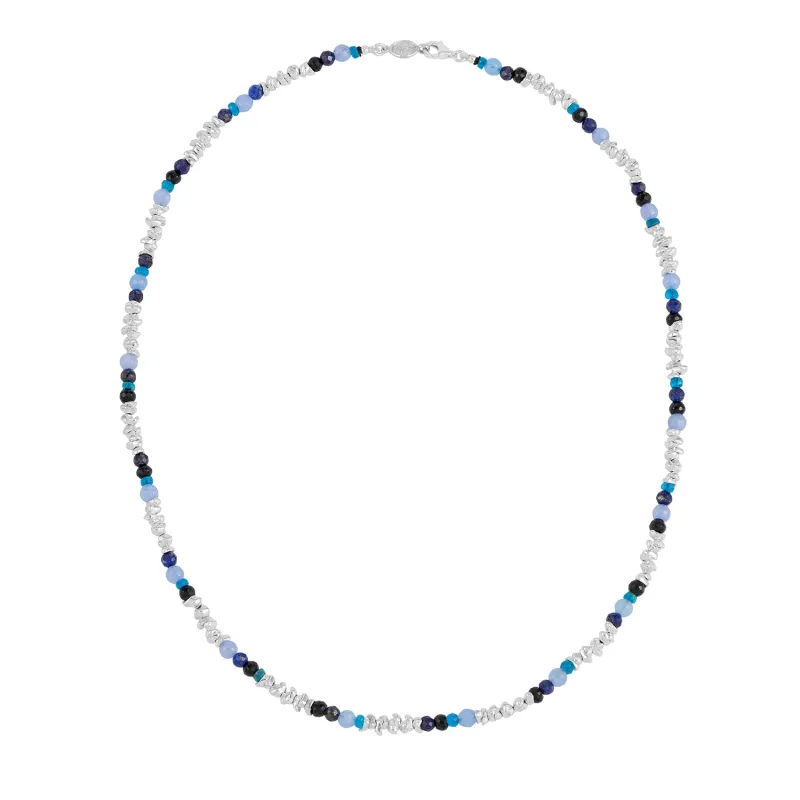 Men's Jagged Nugget & Blue Gemstone Necklace sold by Dower & Hall