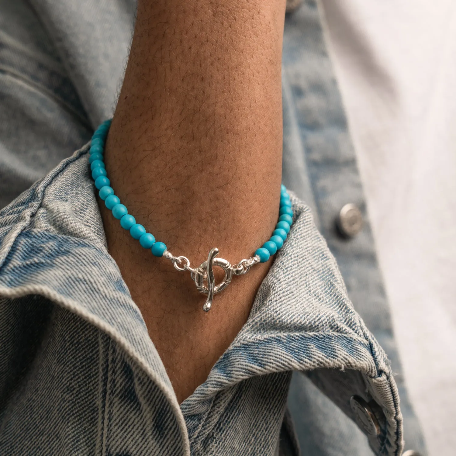 Men's Turquoise Bead Bracelet sold by Dower & Hall product image thumbnail 5