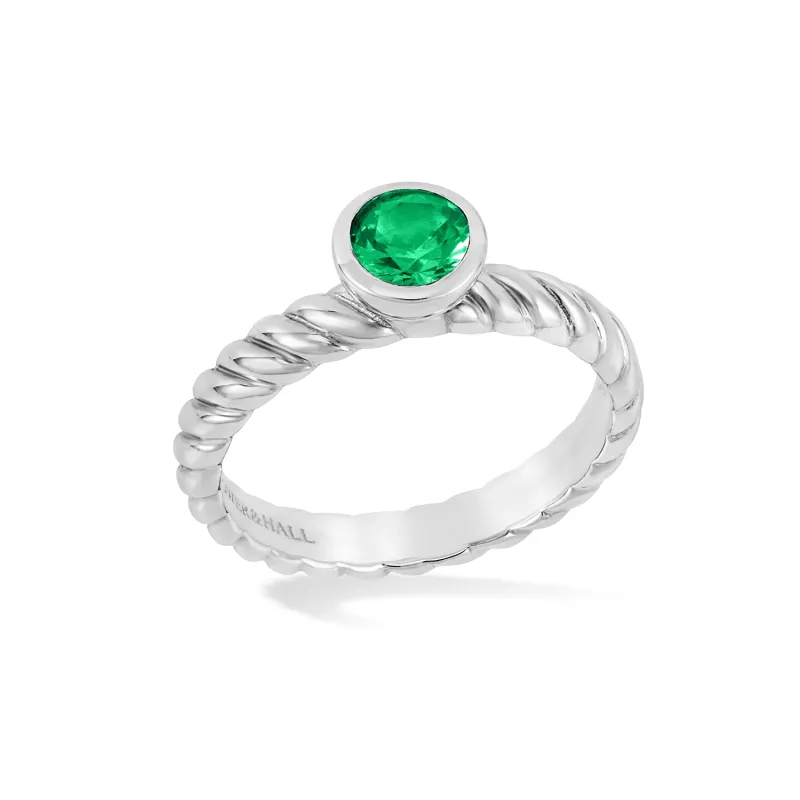 5mm Green Garnet Twist Twinkle Ring sold by Dower & Hall