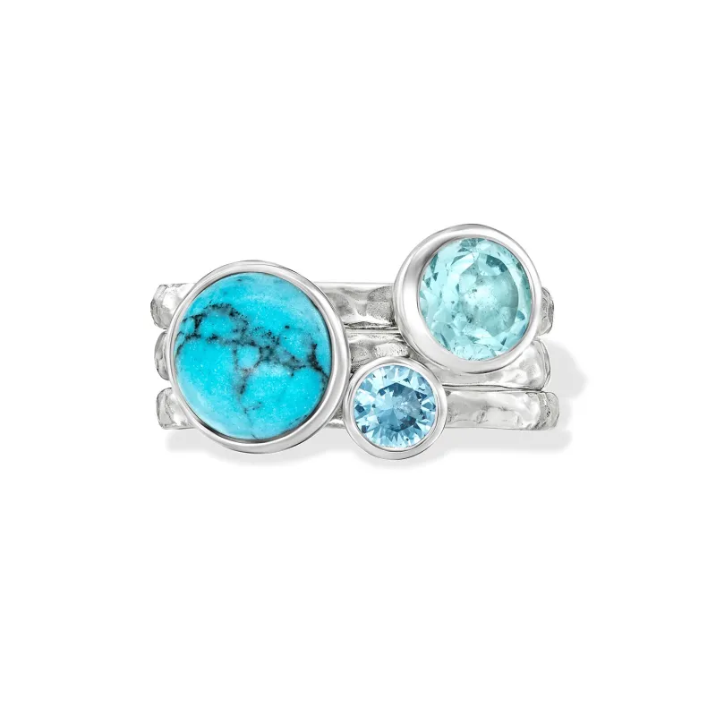 Azure Twinkle Stacking Rings sold by Dower & Hall