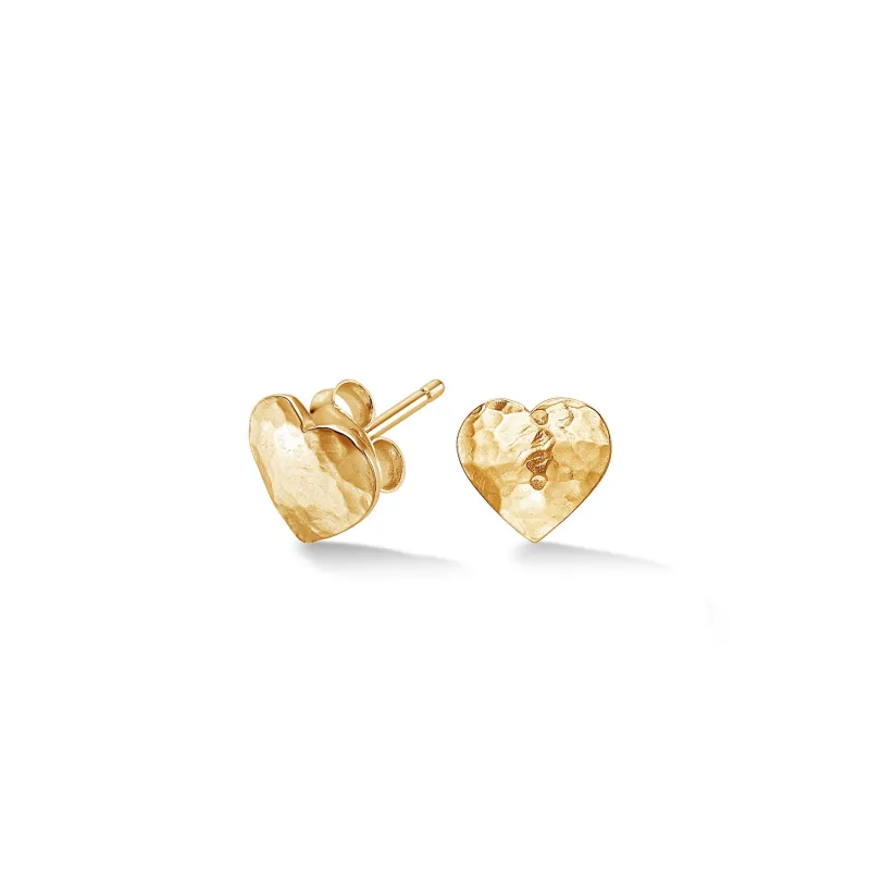 Hammered Flat Heart Nomad Studs made by Dower & Hall