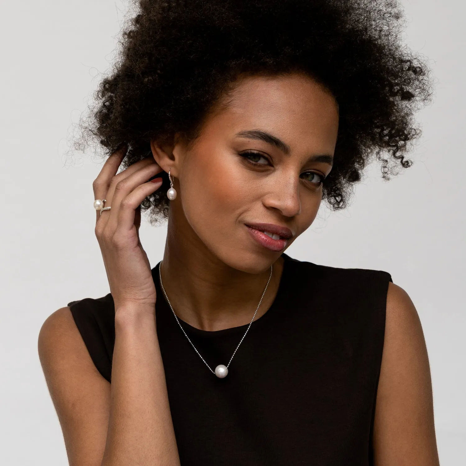 12mm Oval White Freshwater Pearl Drop Earrings sold by Dower & Hall product image thumbnail 2