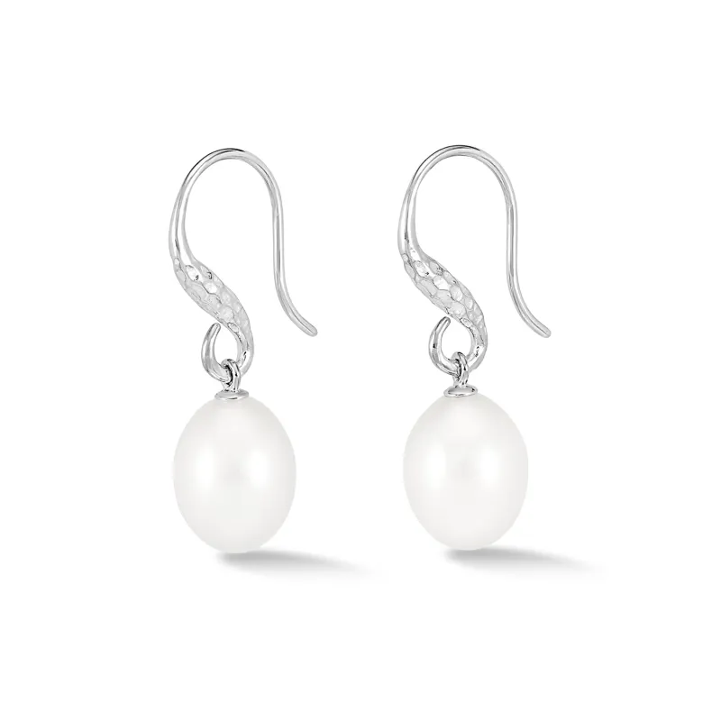 12mm Oval White Freshwater Pearl Drop Earrings sold by Dower & Hall