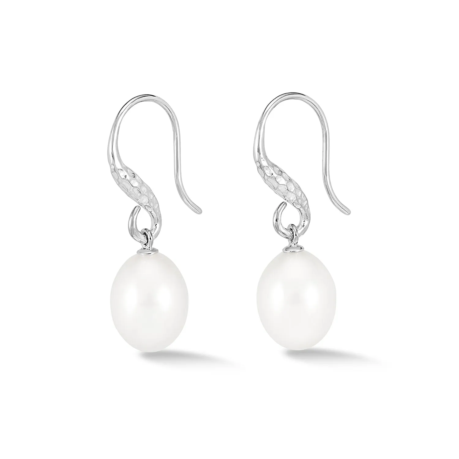 12mm Oval White Freshwater Pearl Drop Earrings sold by Dower & Hall