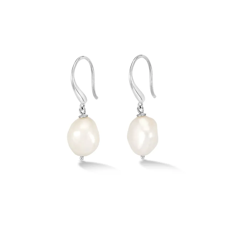 White Baroque Pearl Earrings sold by Dower & Hall