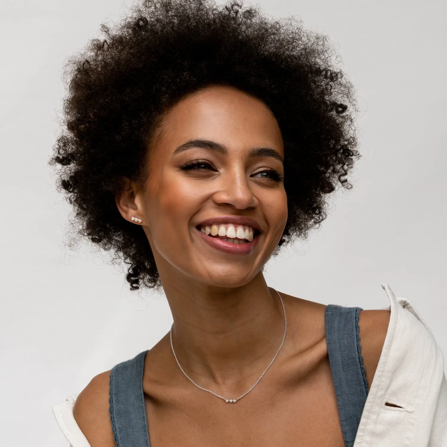 Timeless Triple Pearl Bar Studs sold by Dower & Hall product image thumbnail 5