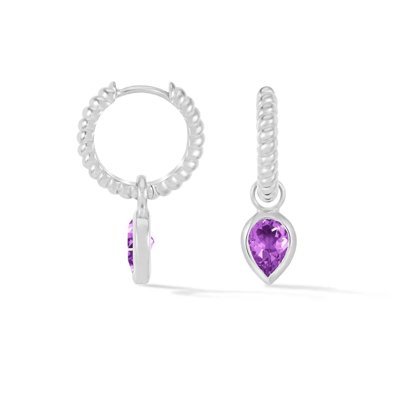 Amethyst Twist Huggie Charm Hoops sold by Dower & Hall