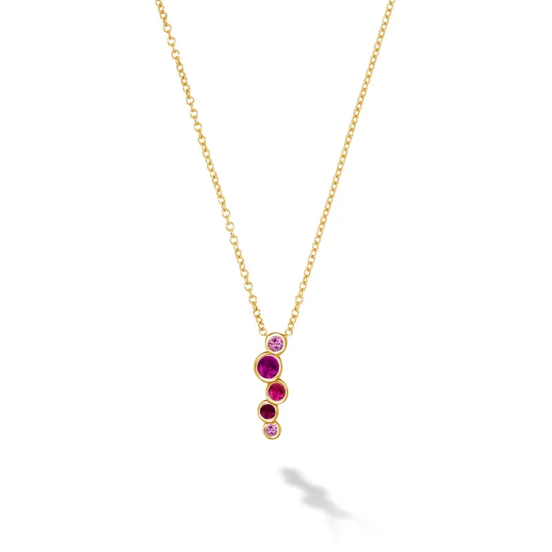 18k Pink Sapphire & Ruby Small Cascade Pendant sold by Dower & Hall