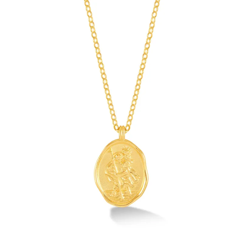 Men's 9k Gold St. Christopher Talisman Necklace sold by Dower & Hall
