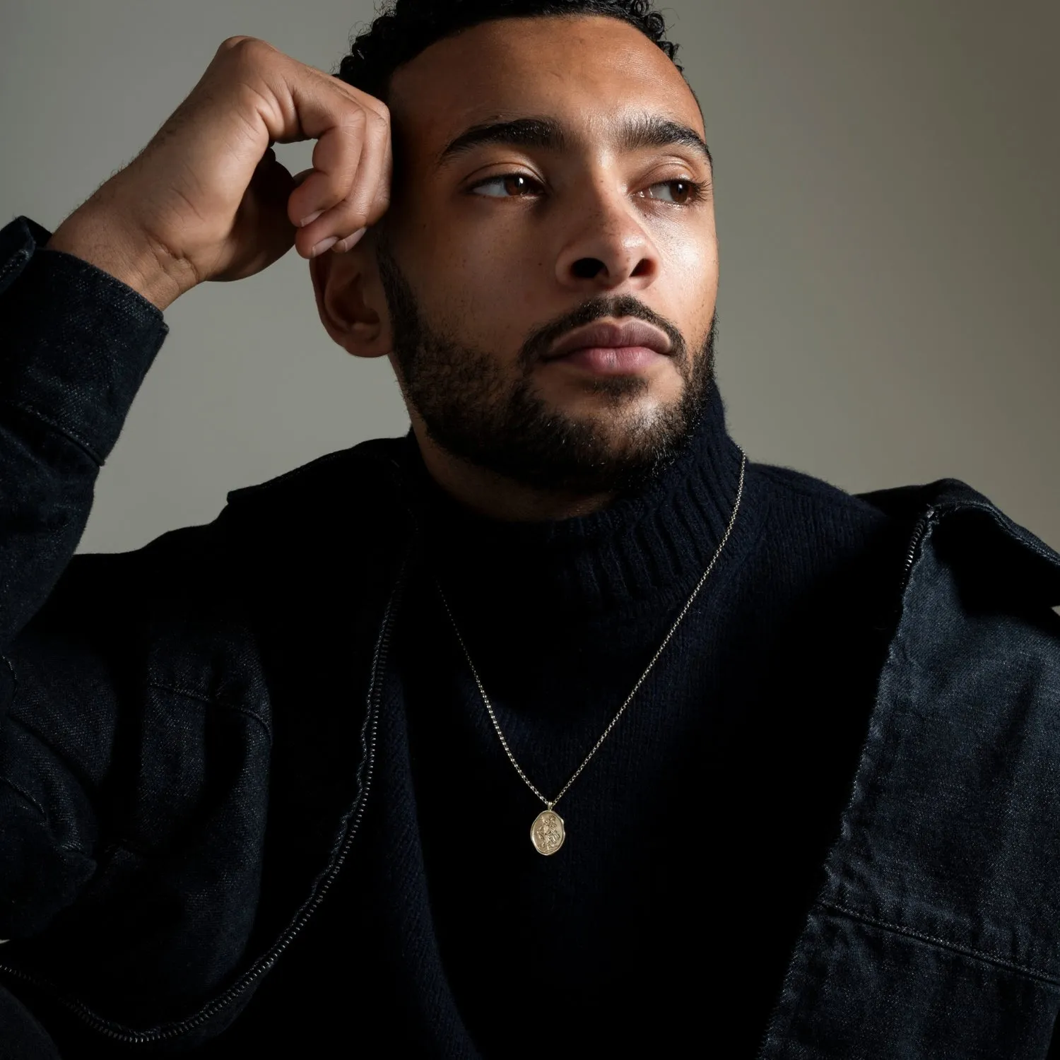 Men's 9k Gold St. Christopher Talisman Necklace sold by Dower & Hall product image thumbnail 3