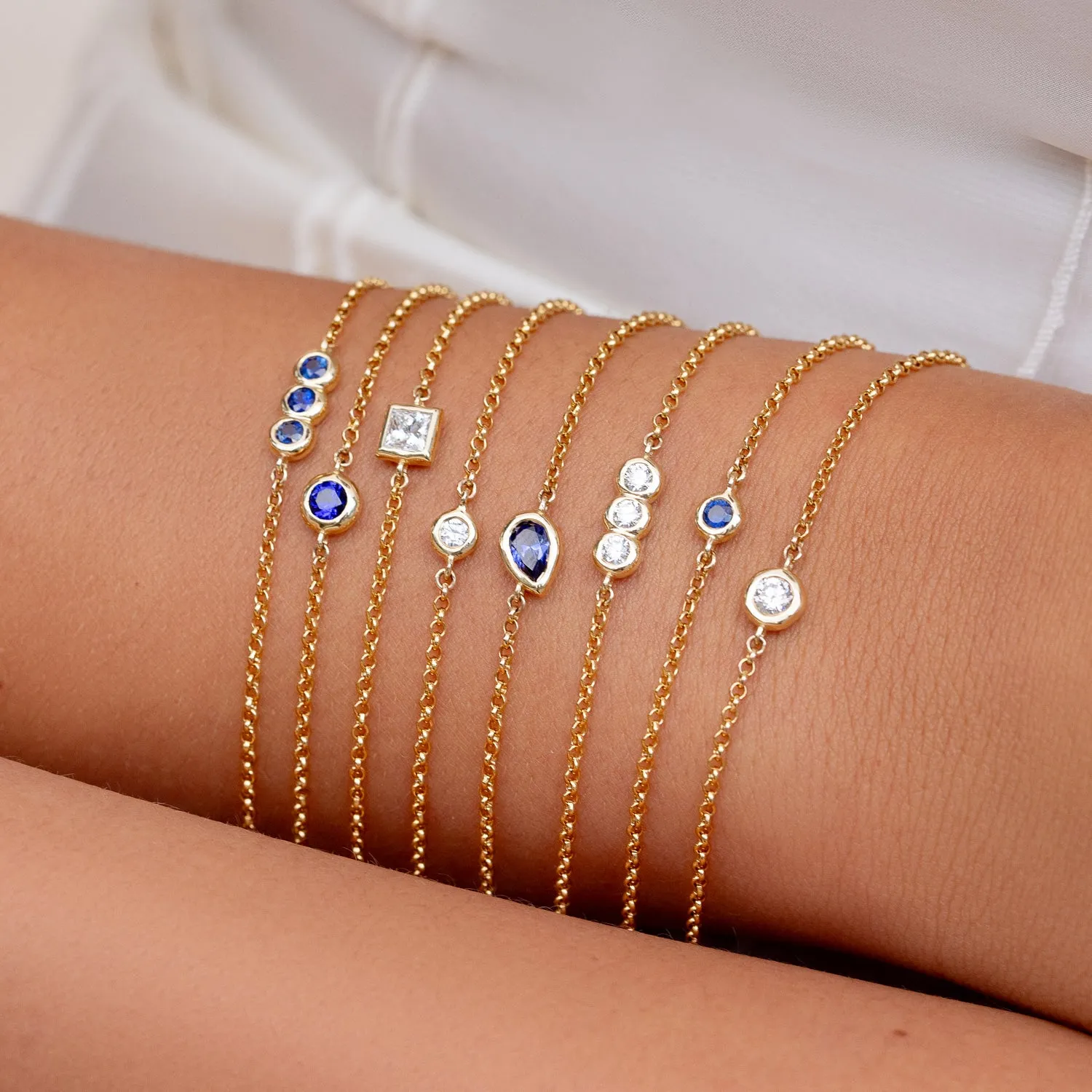 9k Pear Diamond Tutti-Frutti Chain Bracelet sold by Dower & Hall product image thumbnail 2