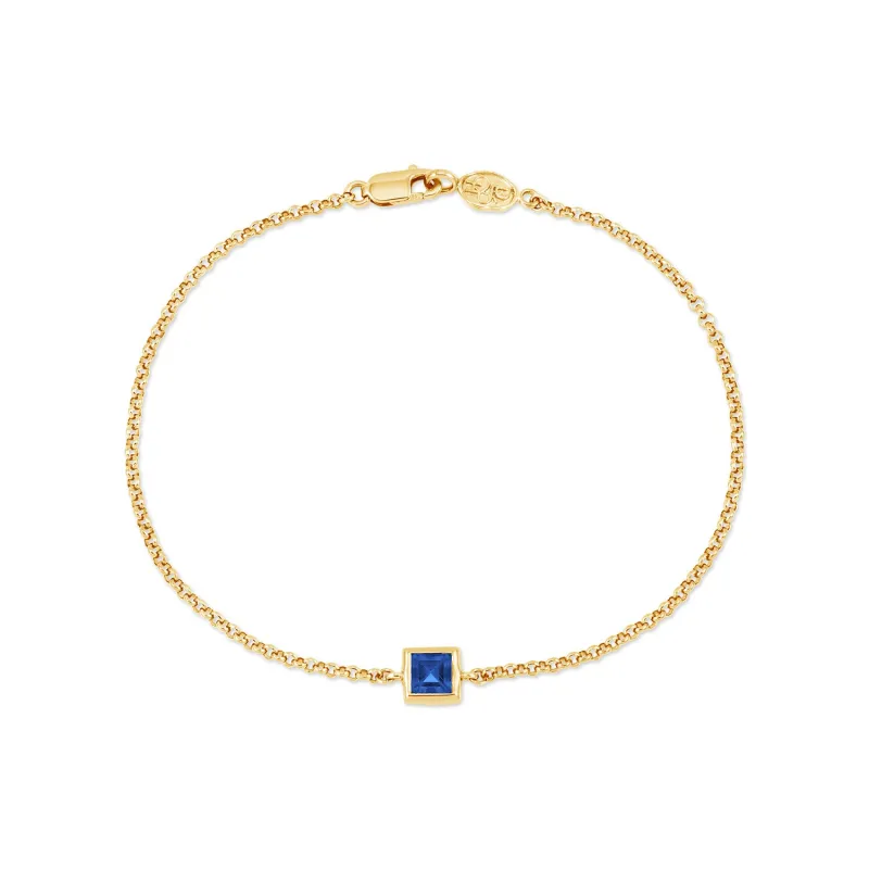 9k Square 4mm Sapphire Tutti-Frutti Chain Bracelet sold by Dower & Hall