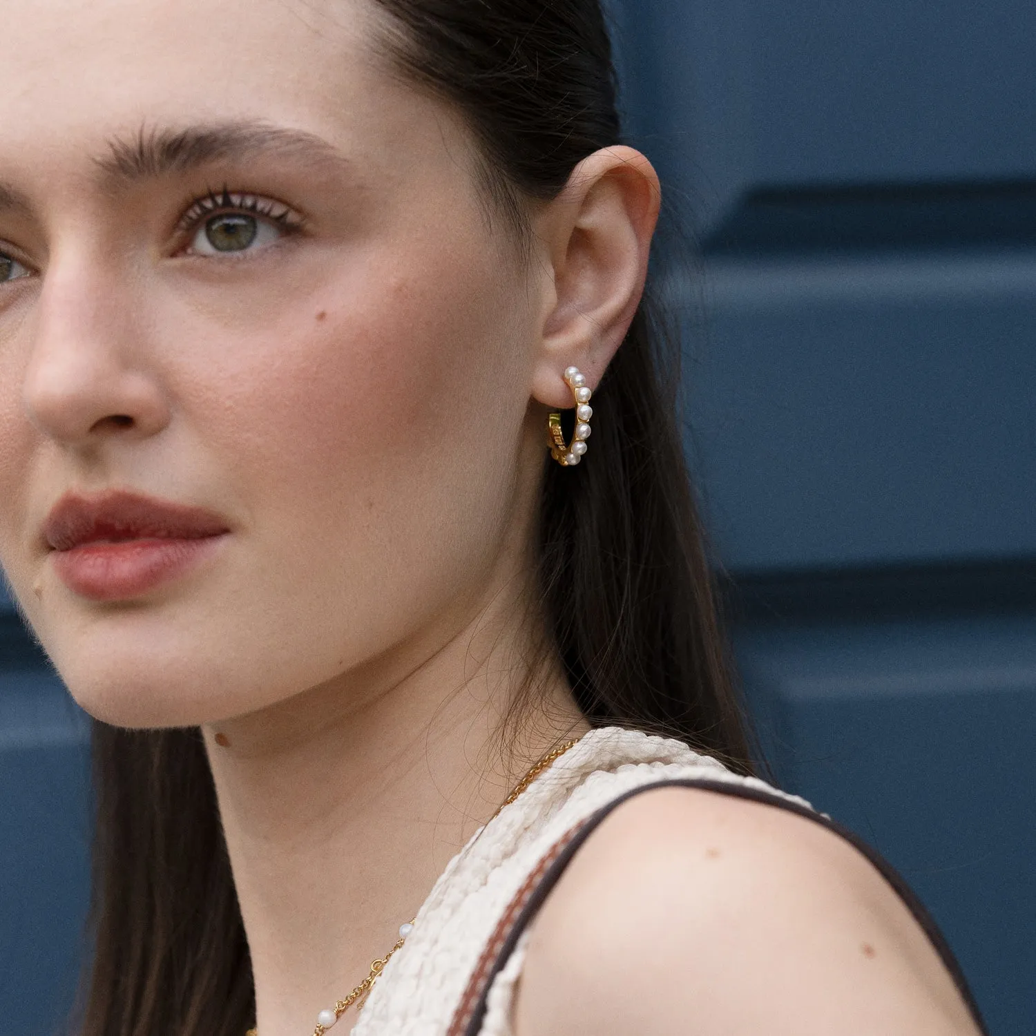 Large White Timeless Pearl Hoops sold by Dower & Hall product image thumbnail 2