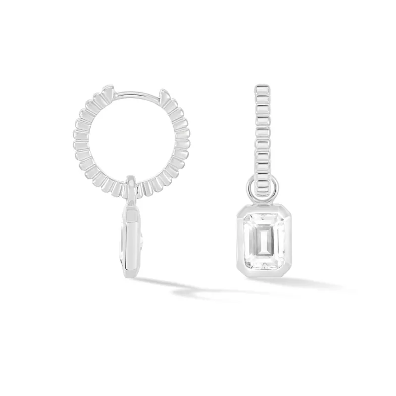 Men's Single Hoop With White Topaz Drop Earring sold by Dower & Hall