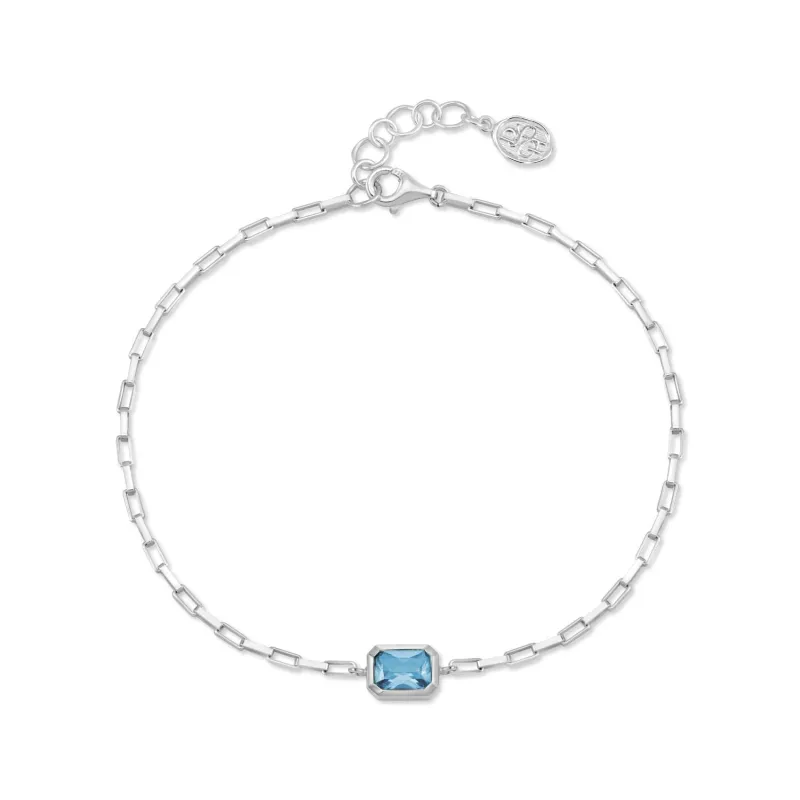 Men's Blue Topaz Octagon Humbug Paperclip Bracelet sold by Dower & Hall