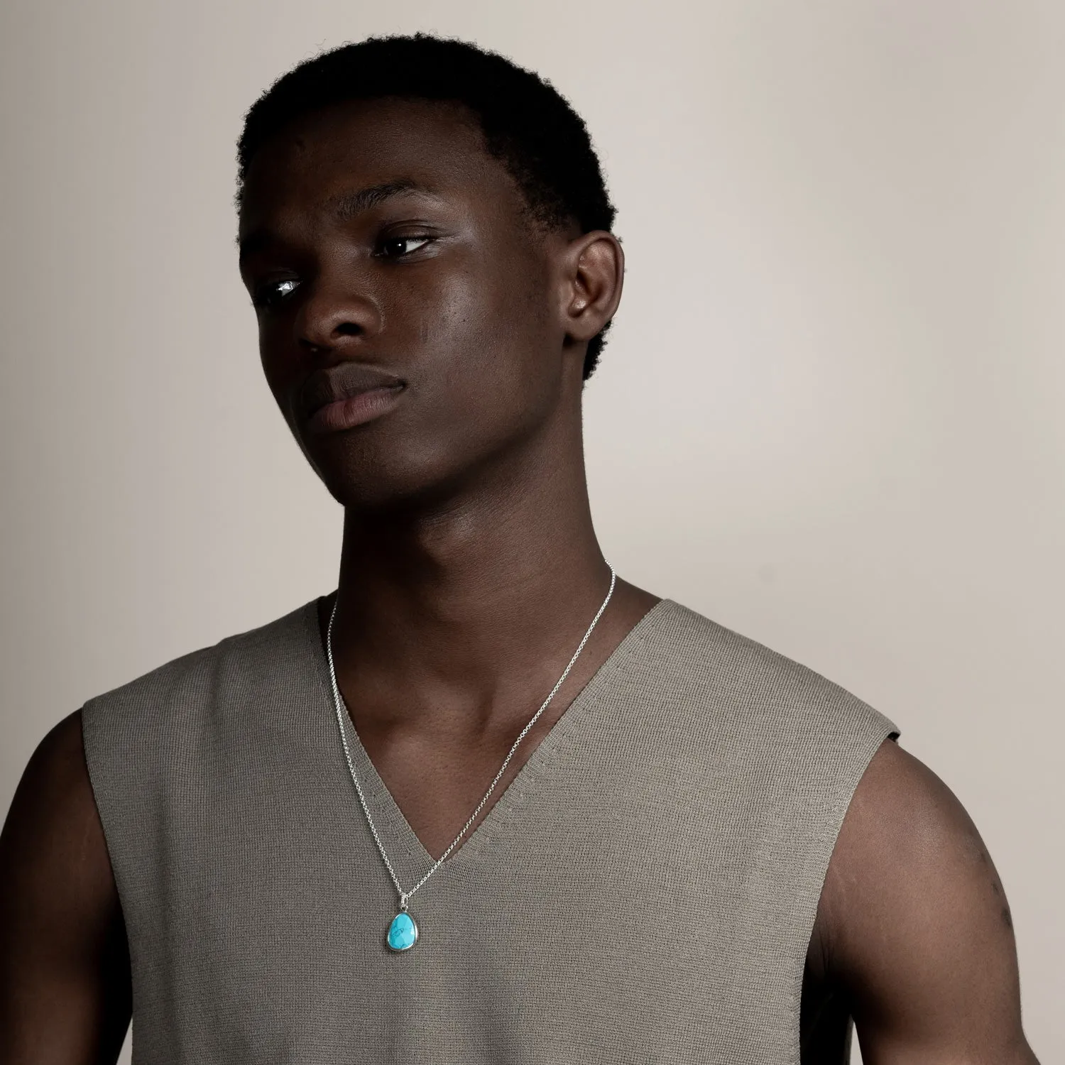 Men's Turquoise Pebble Pendant sold by Dower & Hall product image thumbnail 2