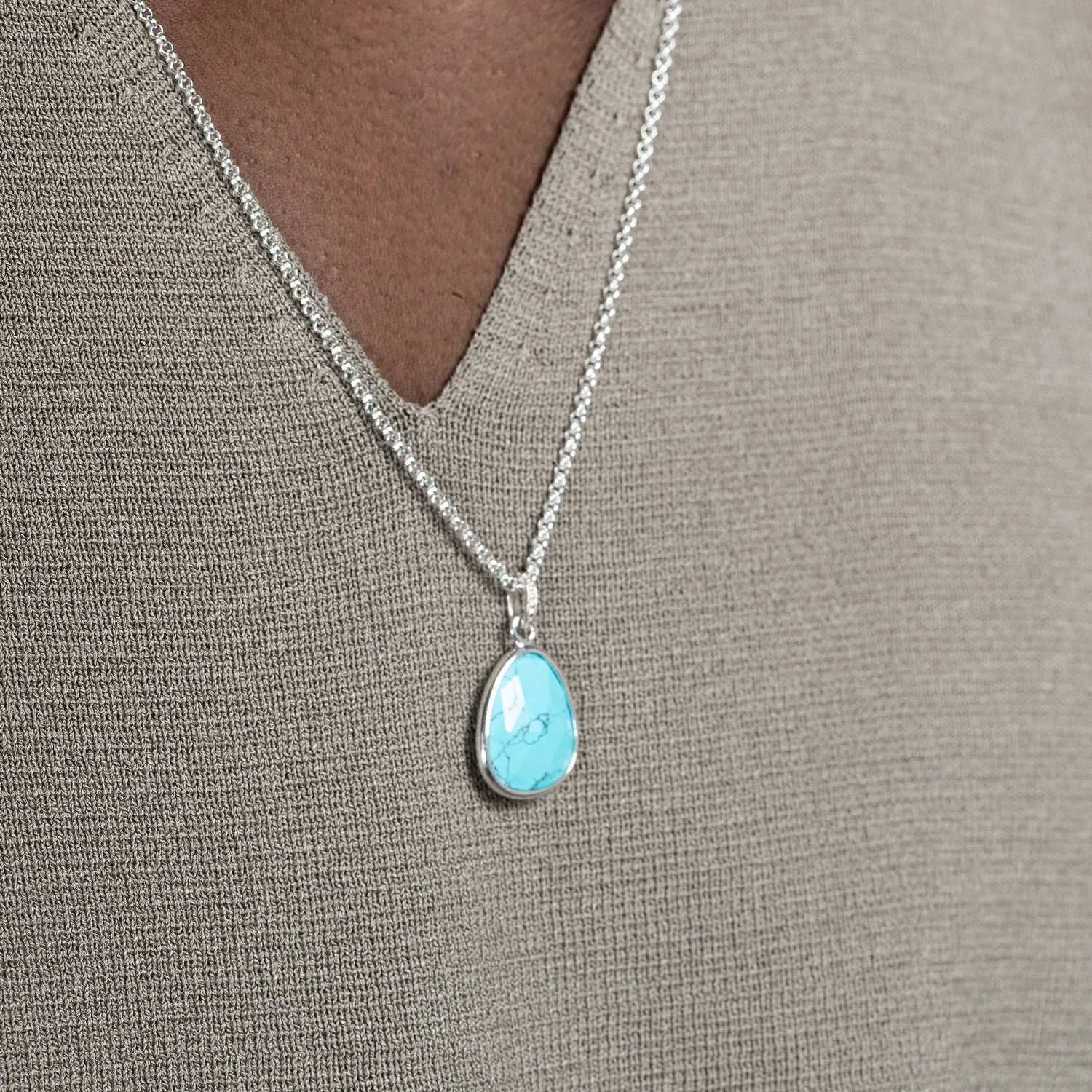 Men's Turquoise Pebble Pendant sold by Dower & Hall product image thumbnail 3