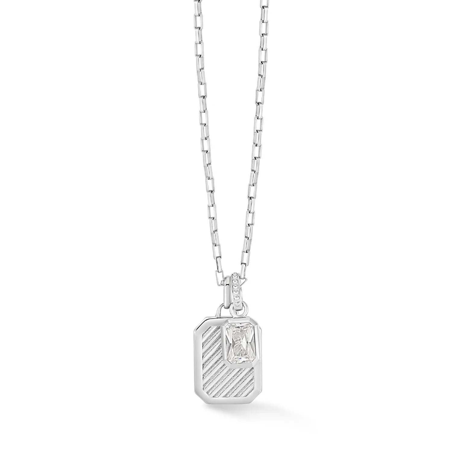 Men's White Topaz Octagon Humbug Paperclip Necklace sold by Dower & Hall