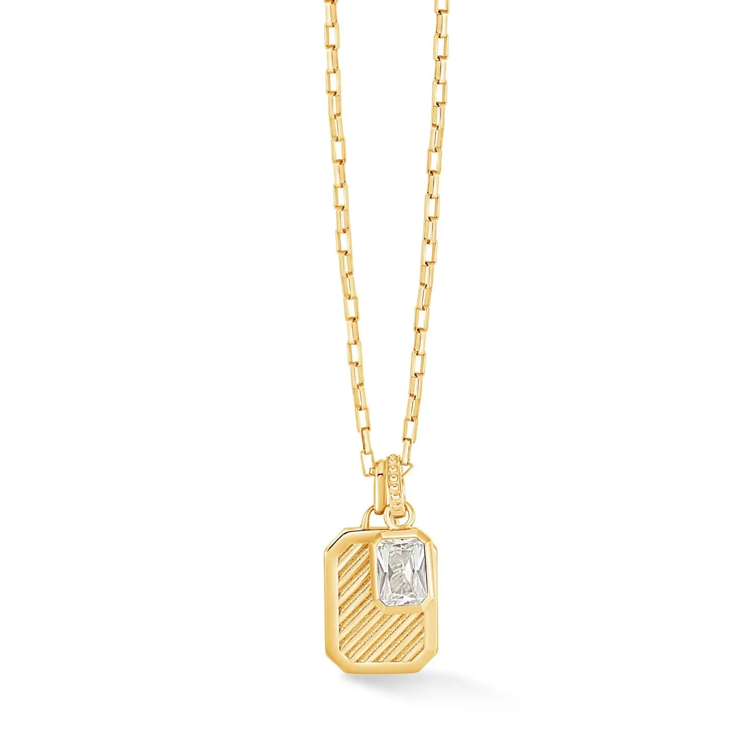 Men's White Topaz Octagon Humbug Paperclip Necklace sold by Dower & Hall product image thumbnail 5