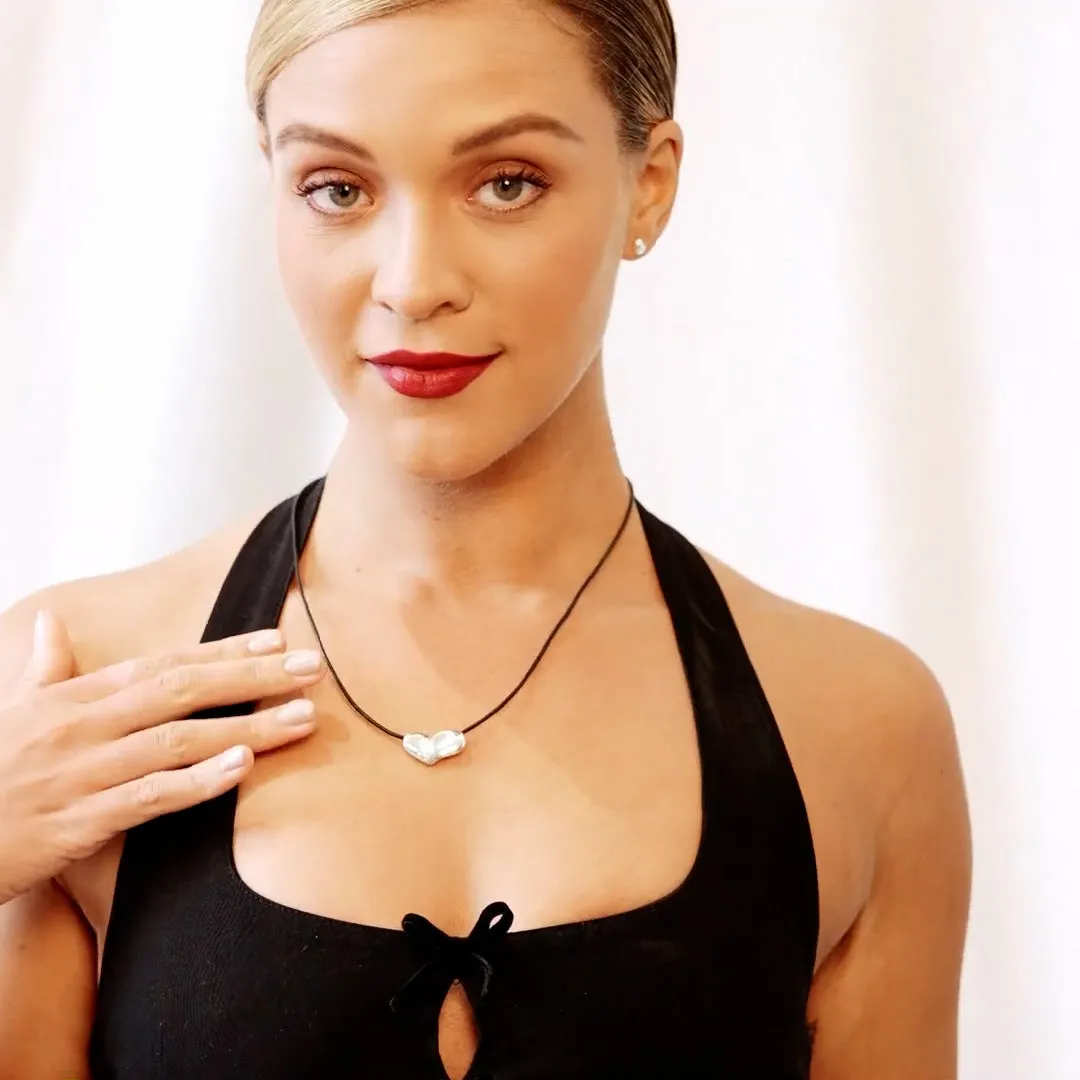 Medium Puff Heart Cord Necklace sold by Dower & Hall product image thumbnail 2