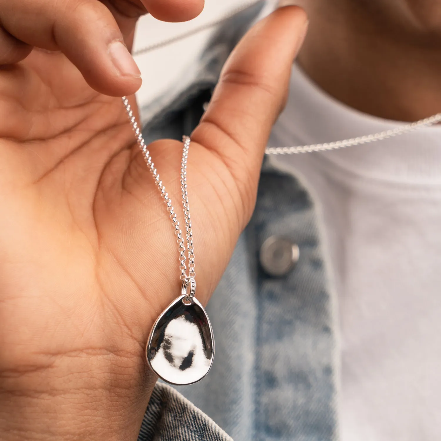 Men's Engravable Large Pebble Pendant sold by Dower & Hall product image thumbnail 2