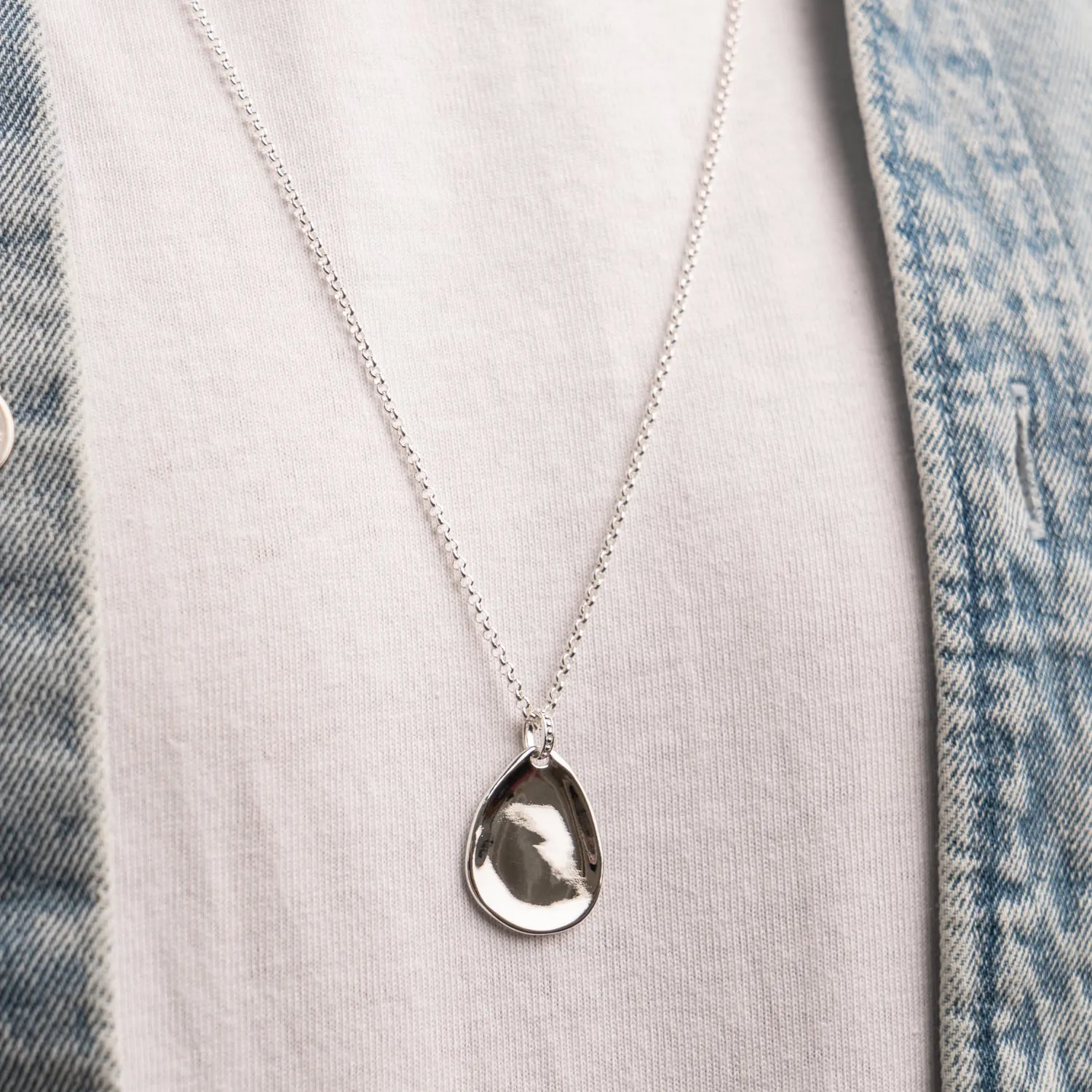 Men's Engravable Large Pebble Pendant sold by Dower & Hall product image thumbnail 4