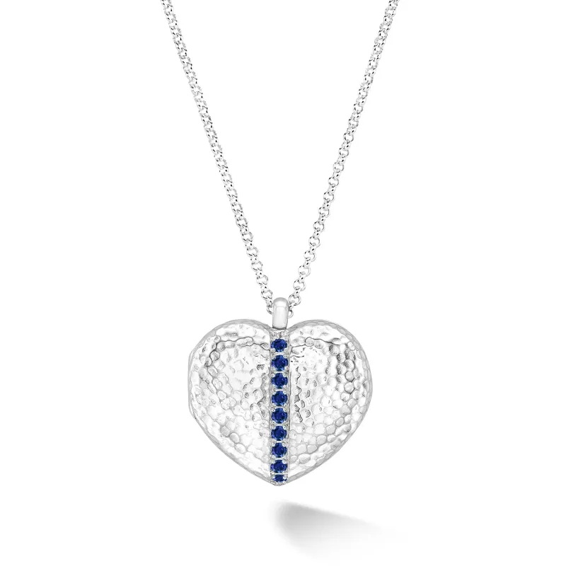Blue Sapphire 23mm Heart Lumiere Locket sold by Dower & Hall