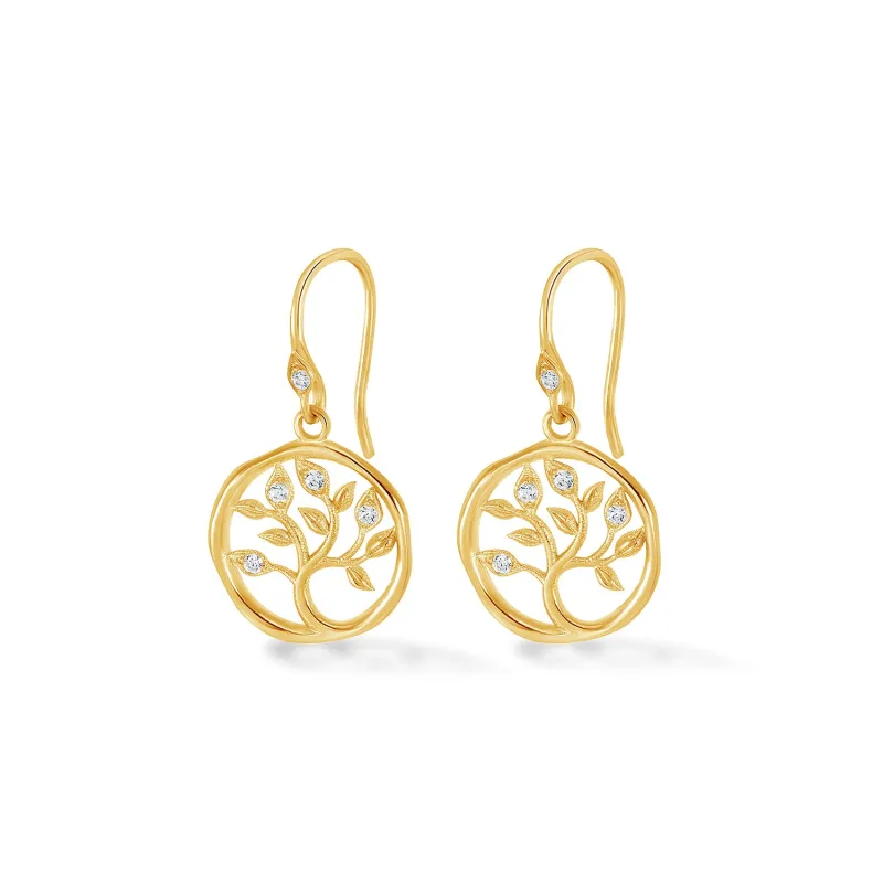 18k Diamond Tree of Life Talisman Earrings sold by Dower & Hall