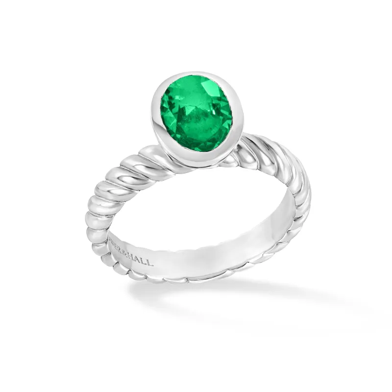 Oval Green Garnet Twist Twinkle Ring sold by Dower & Hall