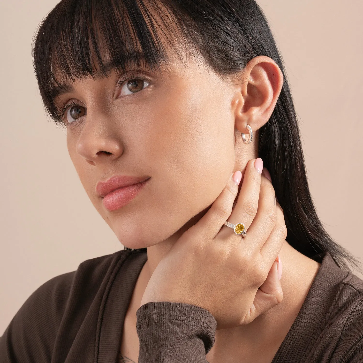 Oval Citrine Twist Twinkle Ring sold by Dower & Hall product image thumbnail 3