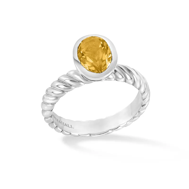 Oval Citrine Twist Twinkle Ring sold by Dower & Hall