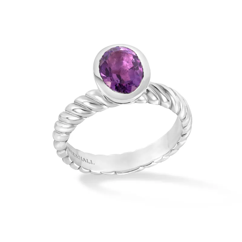 Oval Amethyst Twist Twinkle Ring sold by Dower & Hall