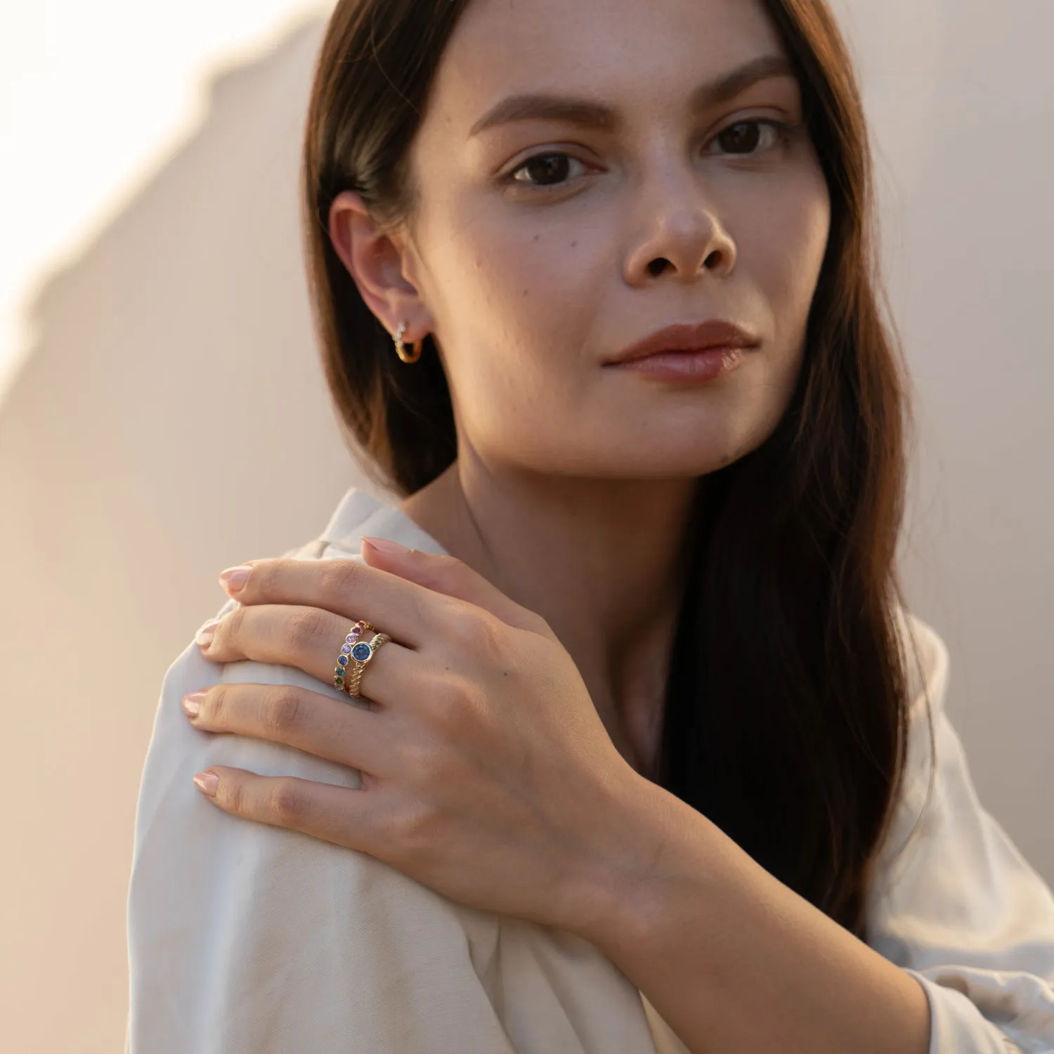 14k Lab Grown Sapphire Twist Twinkle Ring sold by Dower & Hall product image thumbnail 3