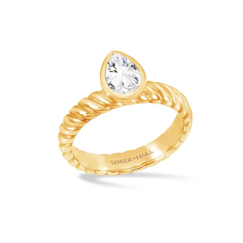 14k Lab Grown Diamond Pear Twist Twinkle Ring sold by Dower & Hall
