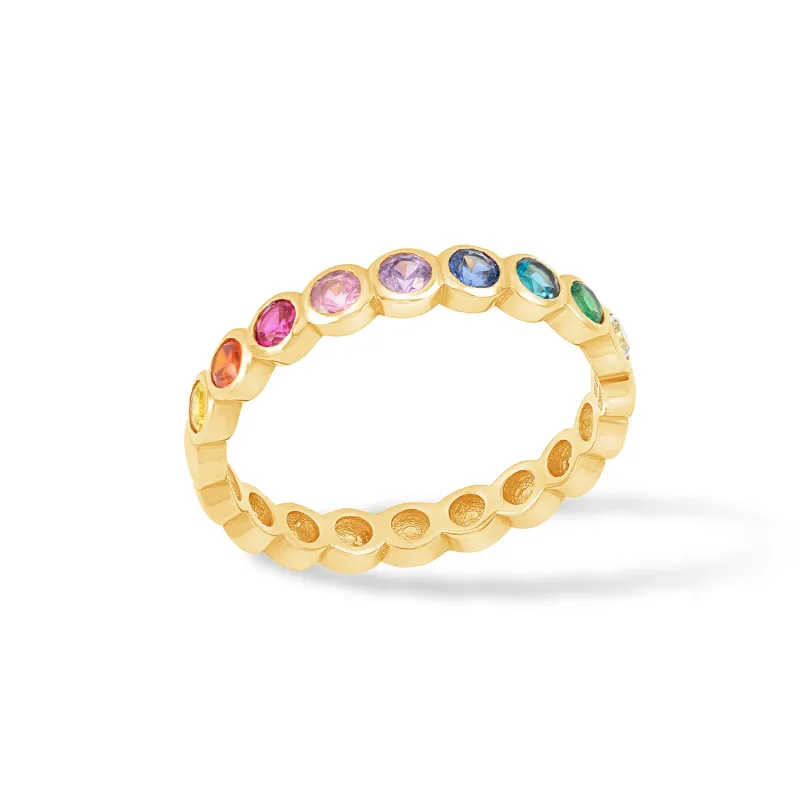 14k Gold & Rainbow Sapphire Dotty Half Eternity Ring sold by Dower & Hall