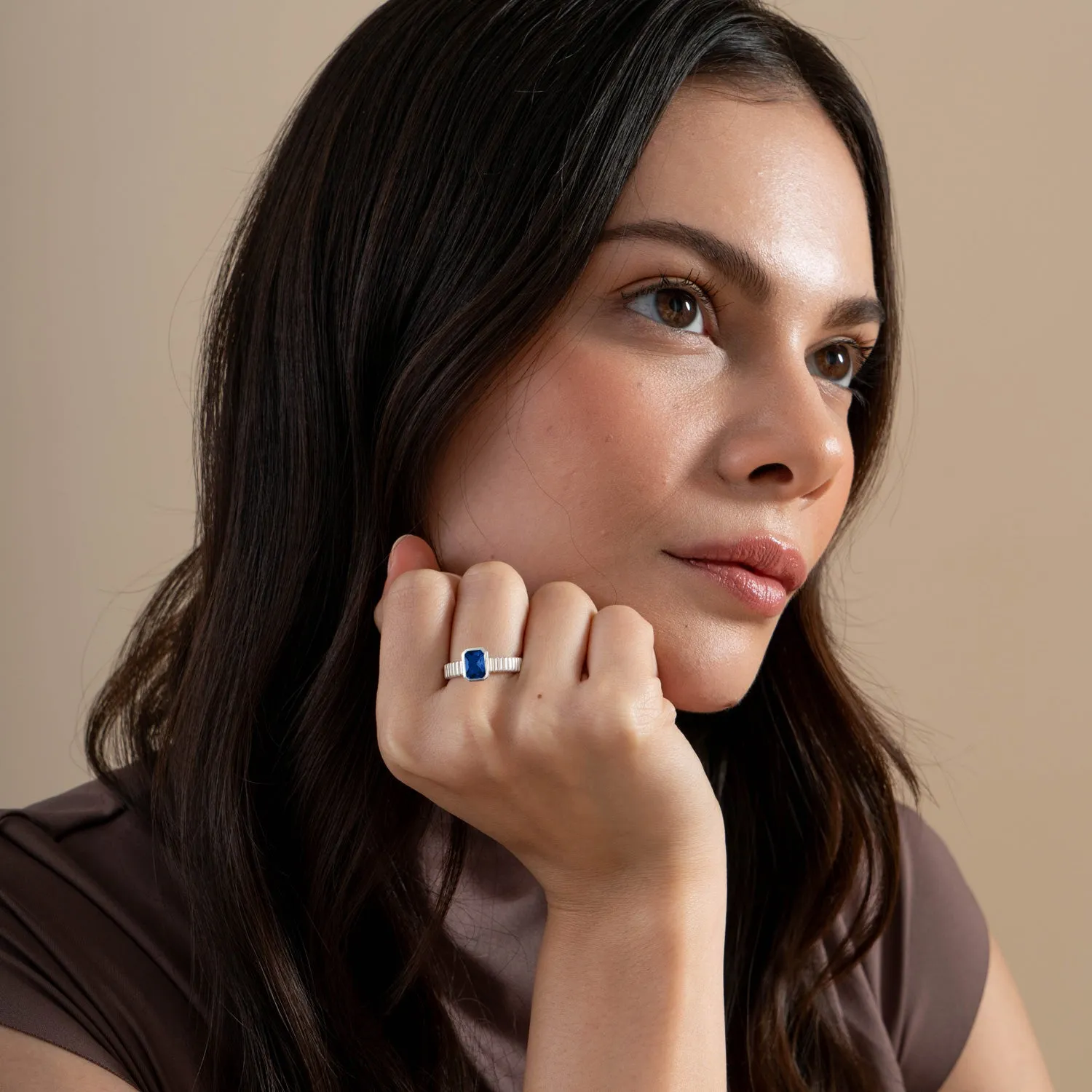 14k Lab Grown Sapphire Octagon Twist Twinkle Ring sold by Dower & Hall product image thumbnail 3