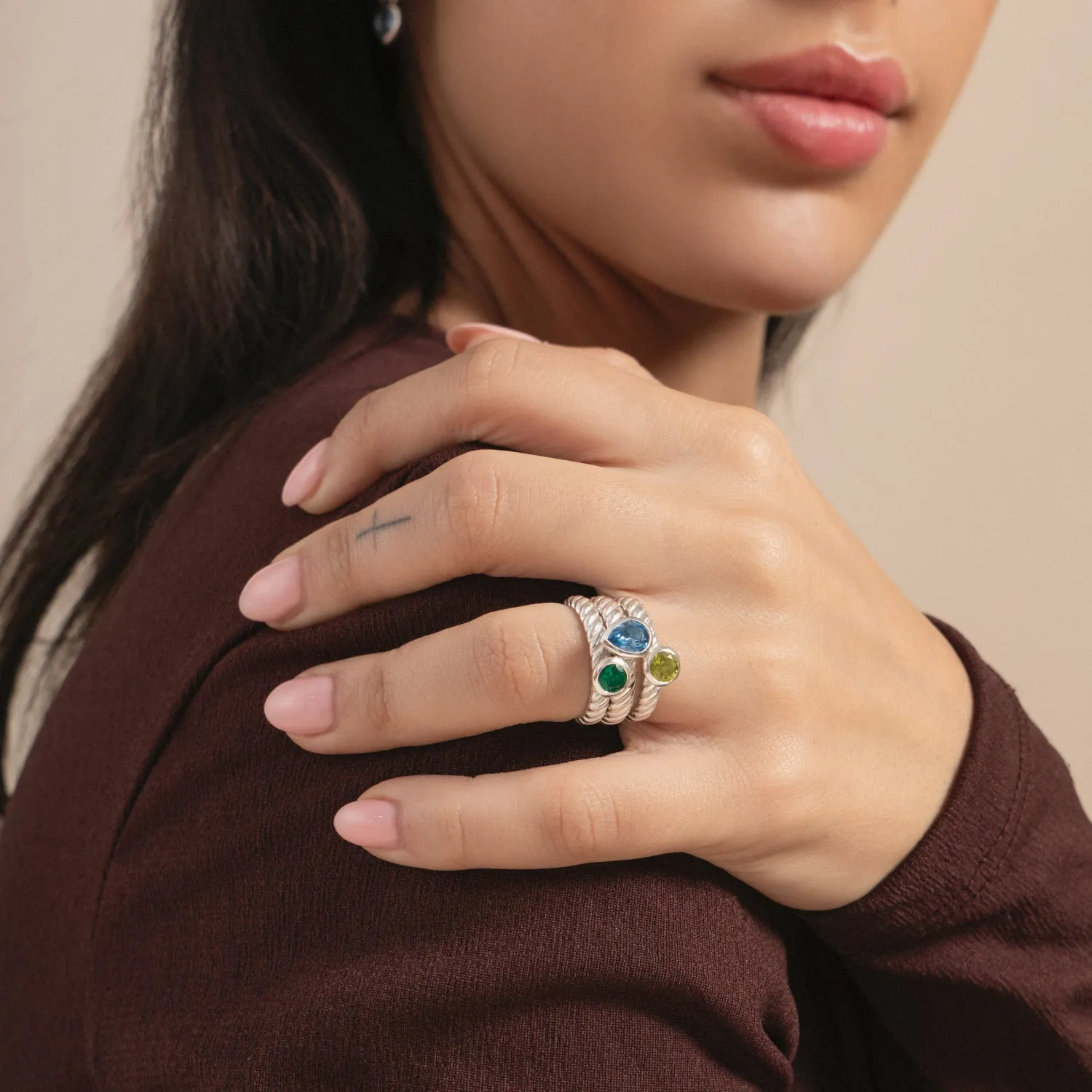 White Topaz Pear Twist Twinkle Ring sold by Dower & Hall product image thumbnail 5
